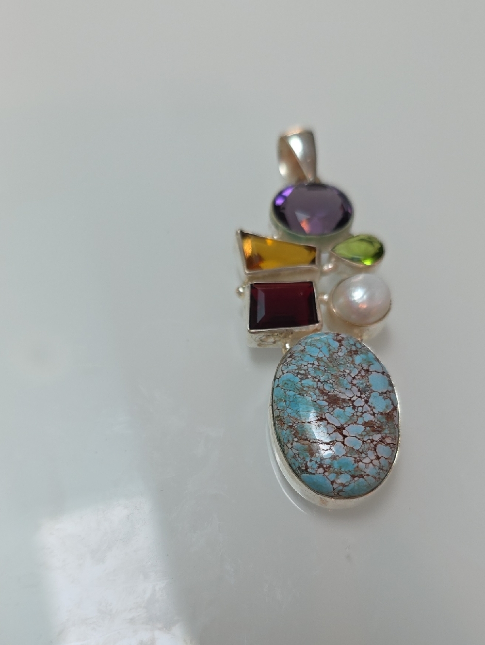 Multi-Gemstone Turquoise Pendant Necklace - Blue & Multi